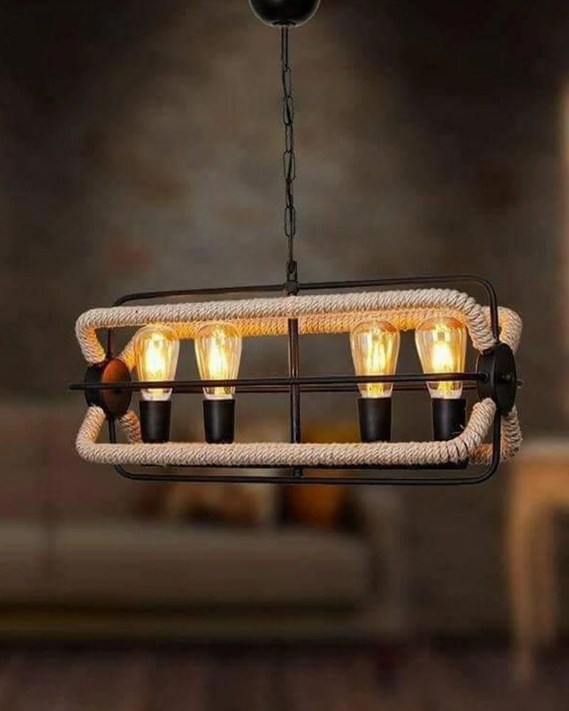 Black Metal Hanging Light with Bulb For Home Decoration contemporary ceiling fixture