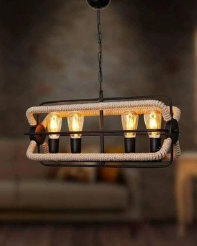 Black Metal Hanging Light with Bulb For Home Decoration contemporary ceiling fixture