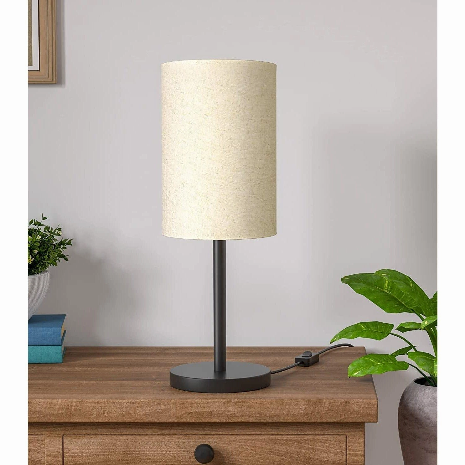 Black Sleek Table Lamp Cylindrical Shade