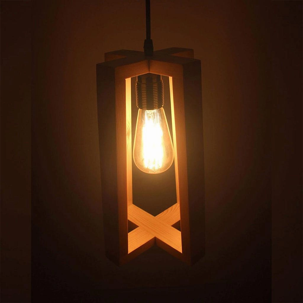 Blender Brown Wooden Single Hanging Lamp (BULB NOT INCLUDED)