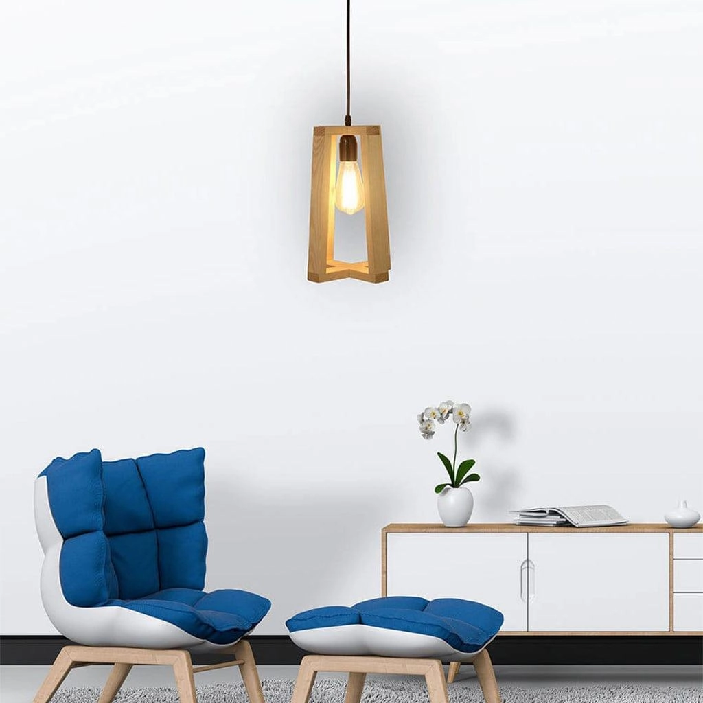 Blender Brown Wooden Single Hanging Lamp (BULB NOT INCLUDED)