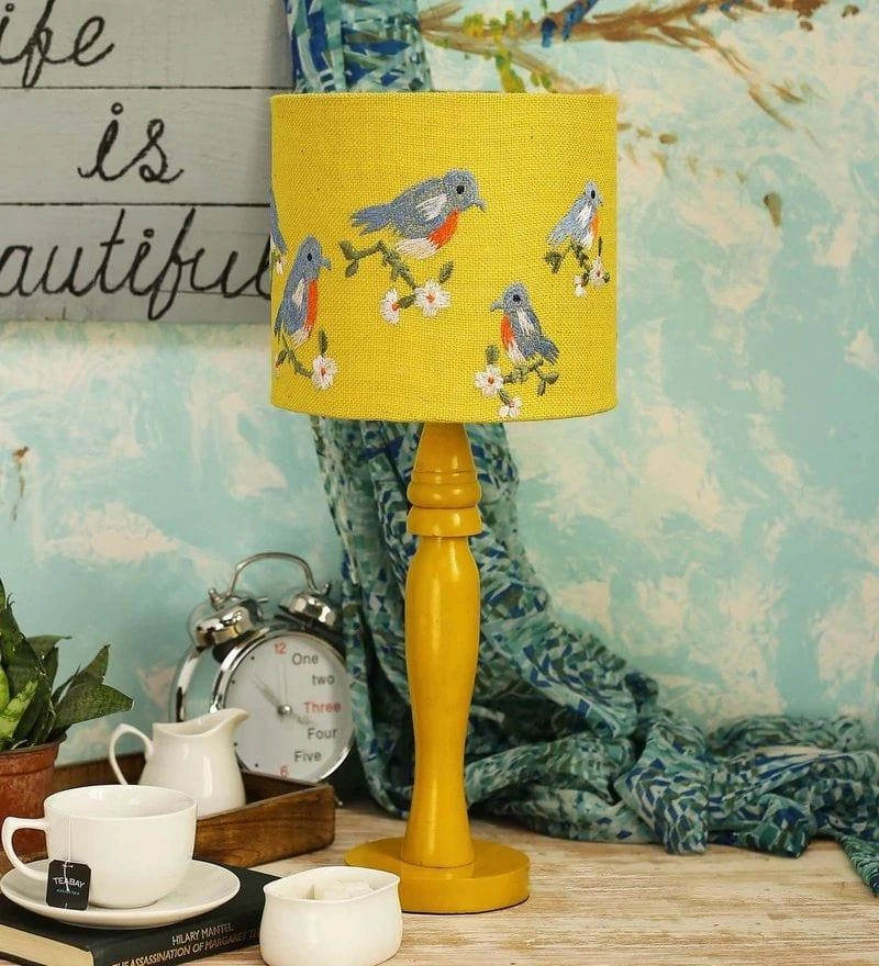 Blue Birds on Jute Lamp