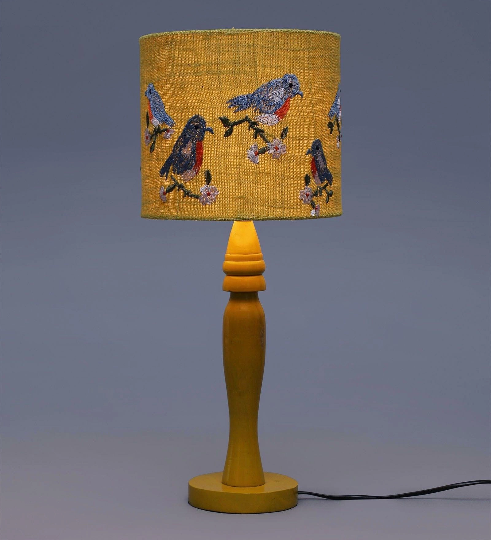 Blue Birds on Jute Lamp