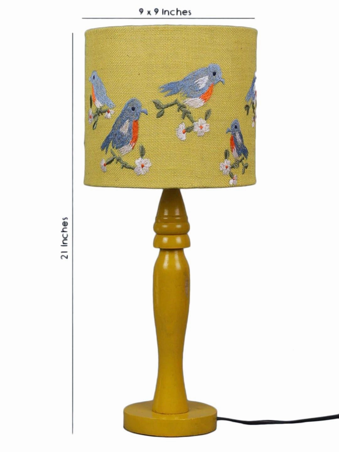 Blue Birds on Jute Lamp