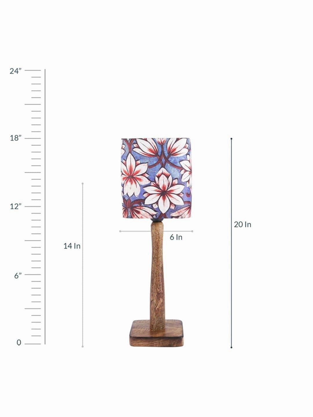 Blue Flowers Wooden Lamp