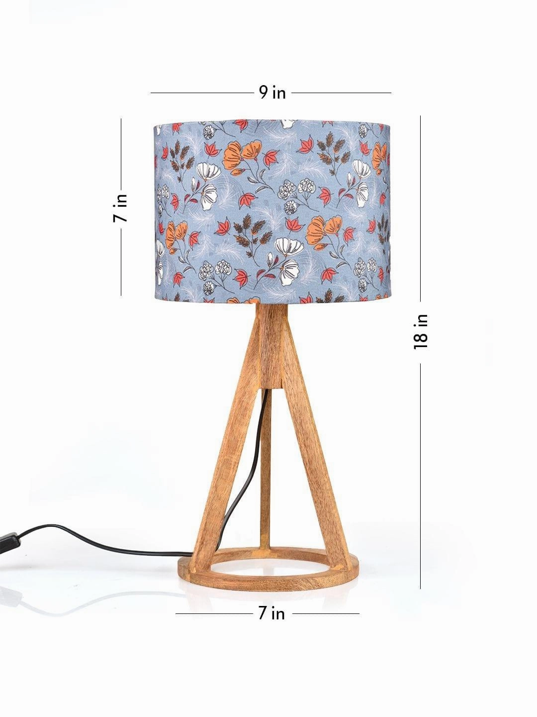 Blue Garden Trio Wooden Lamp