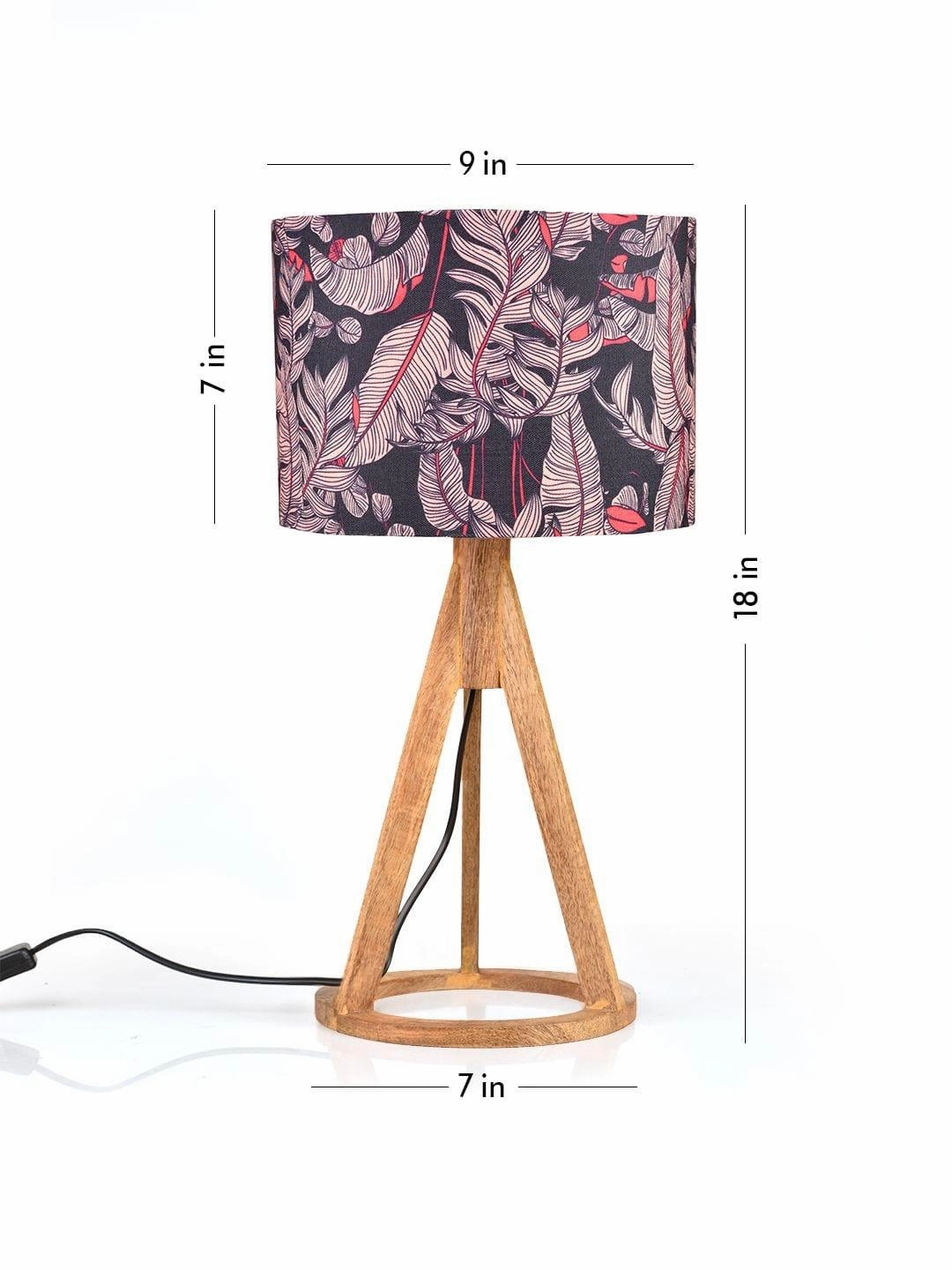 Blue Leaves Trio Wooden Lamp