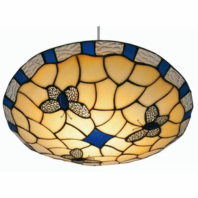 Blue Round Butterfly  Easy Fit Tiffany Ceiling Lamp Shade simple ceiling design light