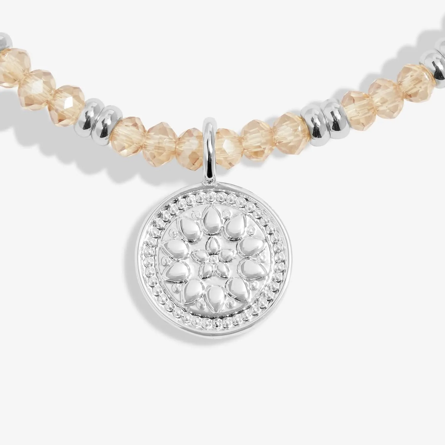 Boho Beads Coin Champagne Silver Plated Bracelet 7773 Joma Jewellery