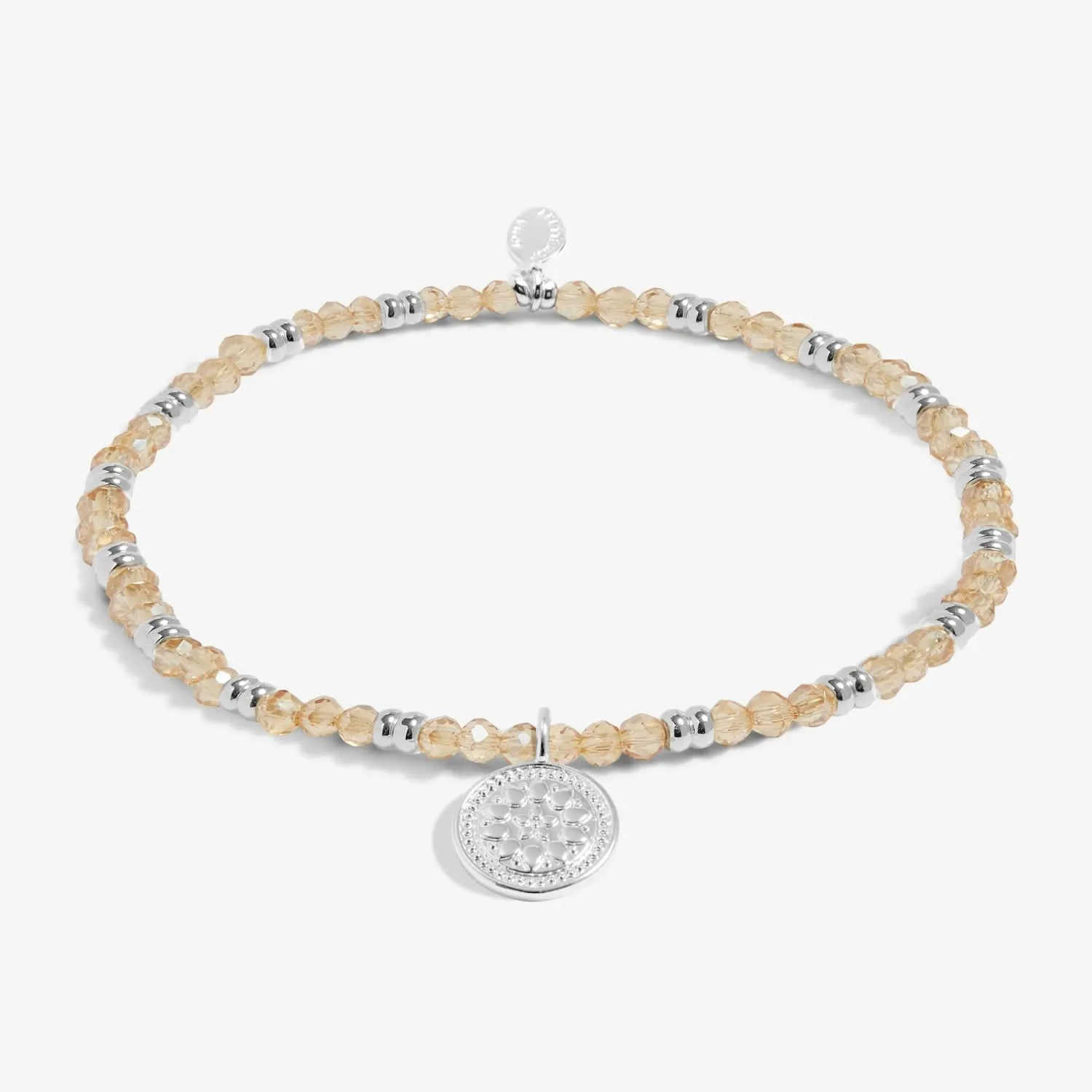 Boho Beads Coin Champagne Silver Plated Bracelet 7773 Joma Jewellery