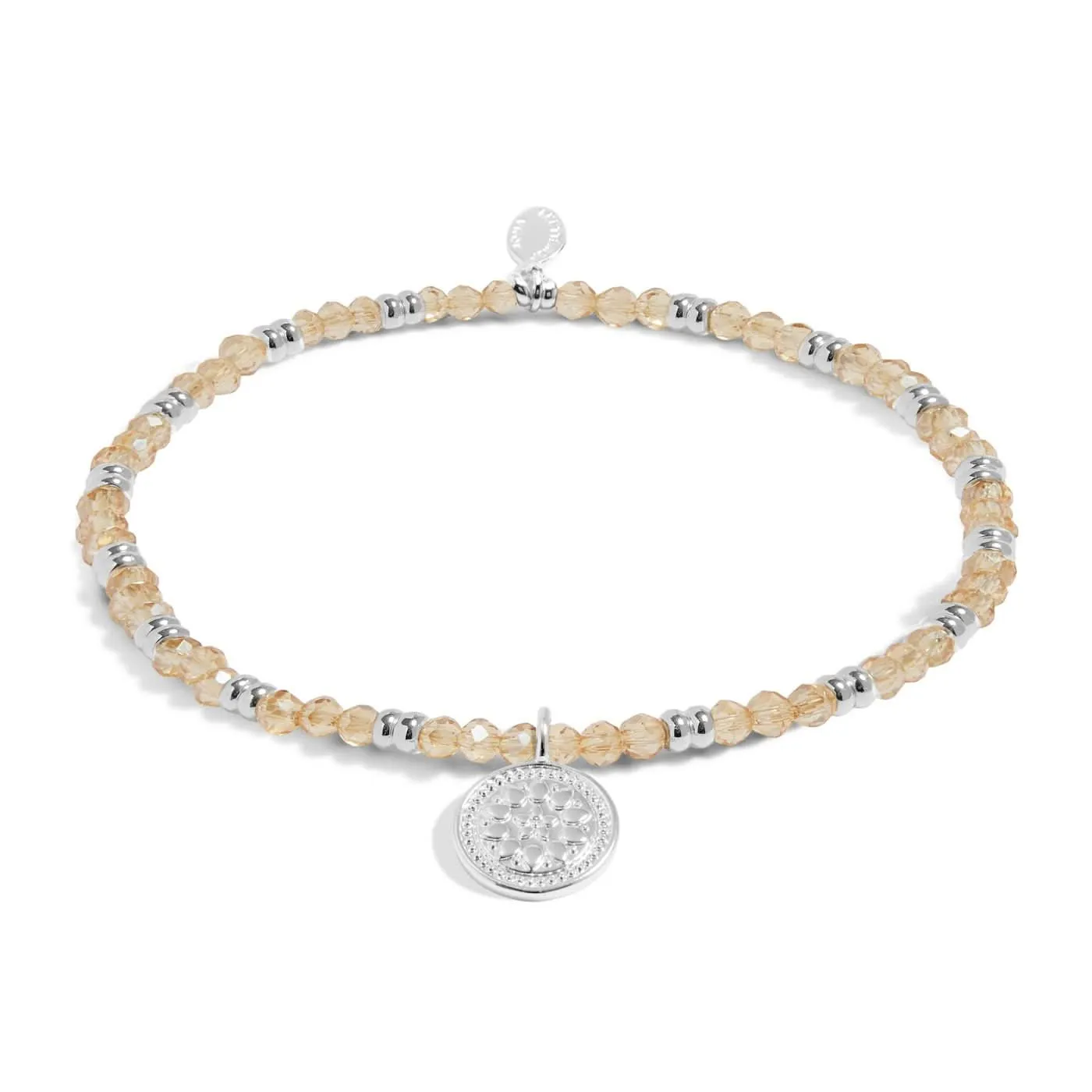 Boho Beads Coin Champagne Silver Plated Bracelet 7773 Joma Jewellery