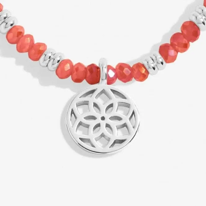 Boho Beads Dreamcatcher Coral & Silver 17.5cm Stretch Bracelet 6808 Joma Jewellery