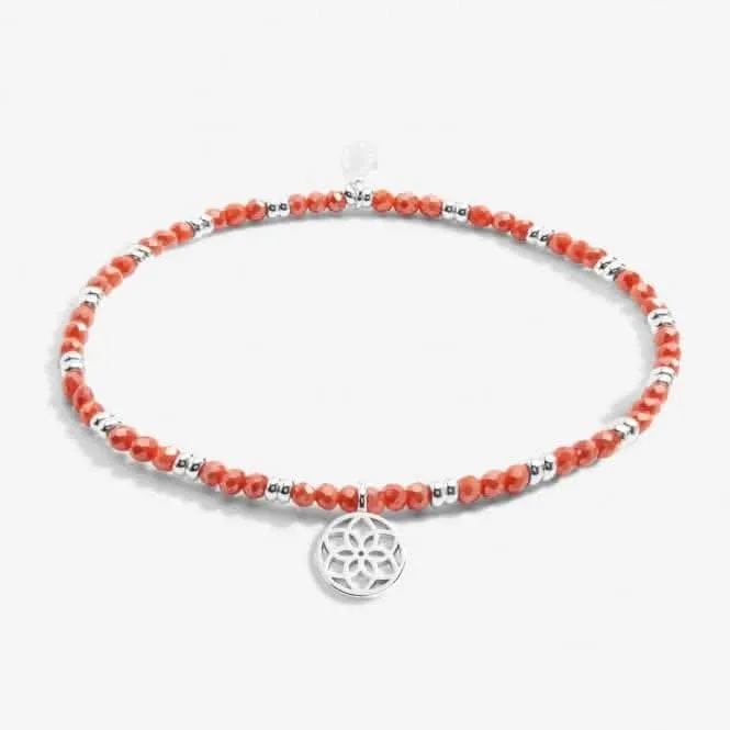 Boho Beads Dreamcatcher Coral & Silver 17.5cm Stretch Bracelet 6808 Joma Jewellery