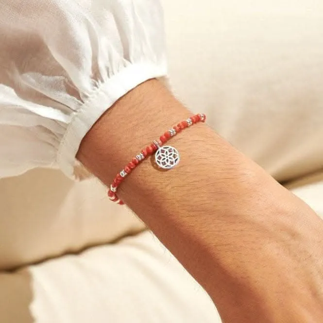 Boho Beads Dreamcatcher Coral & Silver 17.5cm Stretch Bracelet 6808 Joma Jewellery