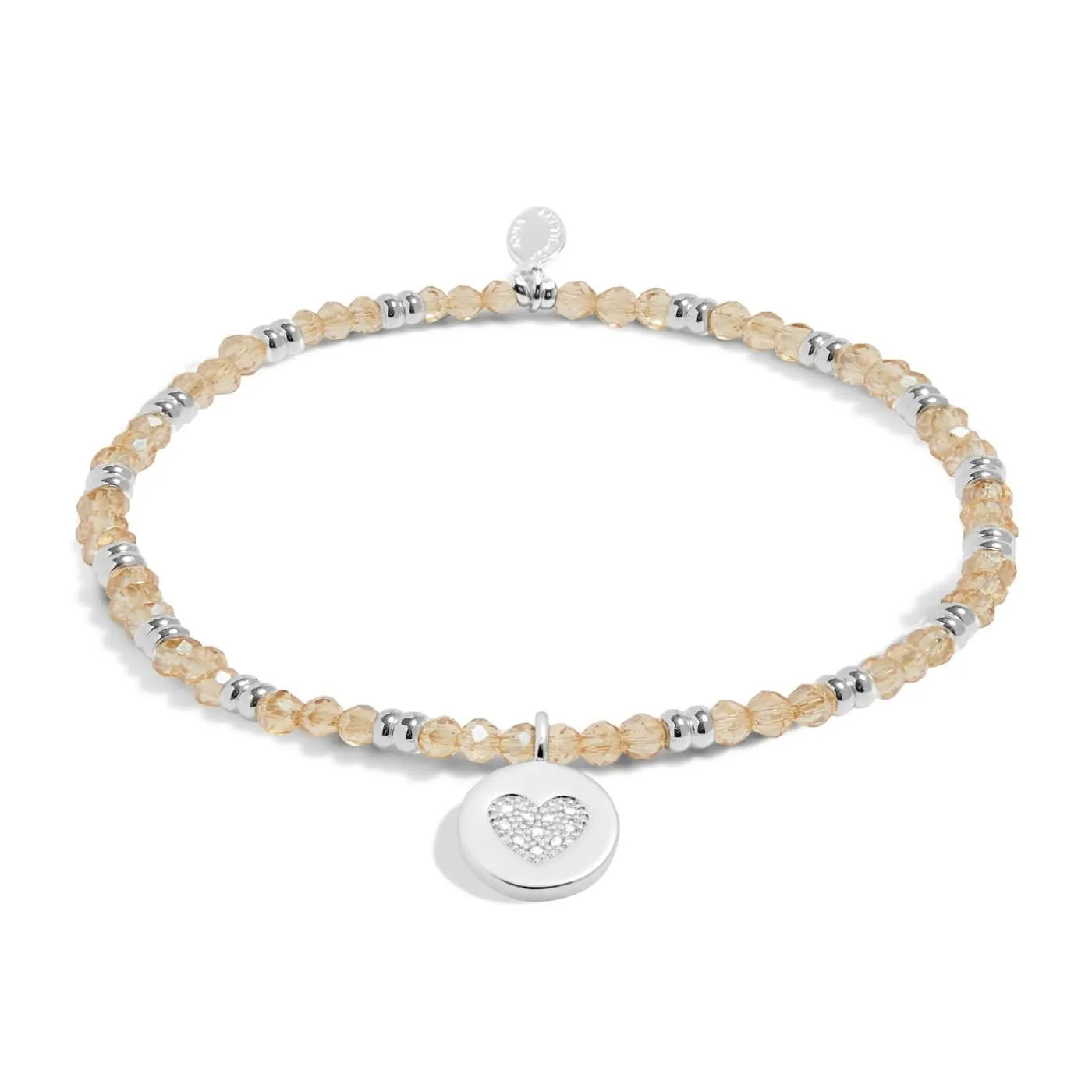 Boho Beads Heart Champagne Silver Plated Bracelet 7772 Joma Jewellery