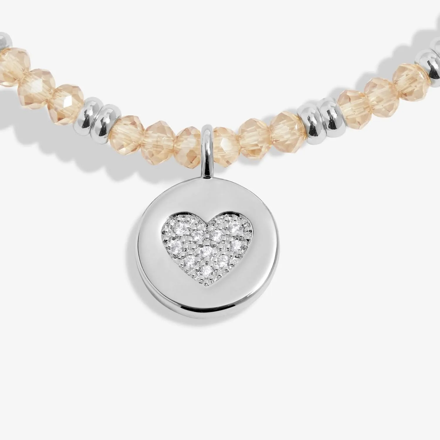 Boho Beads Heart Champagne Silver Plated Bracelet 7772 Joma Jewellery