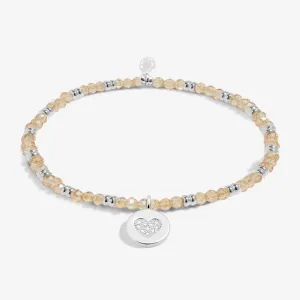 Boho Beads Heart Champagne Silver Plated Bracelet 7772 Joma Jewellery