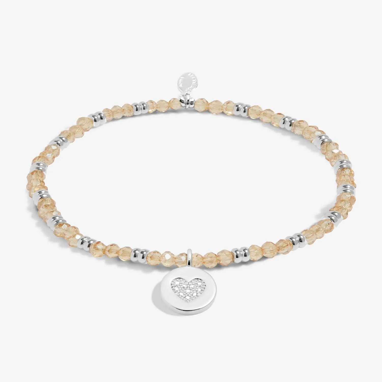 Boho Beads Heart Champagne Silver Plated Bracelet 7772 Joma Jewellery