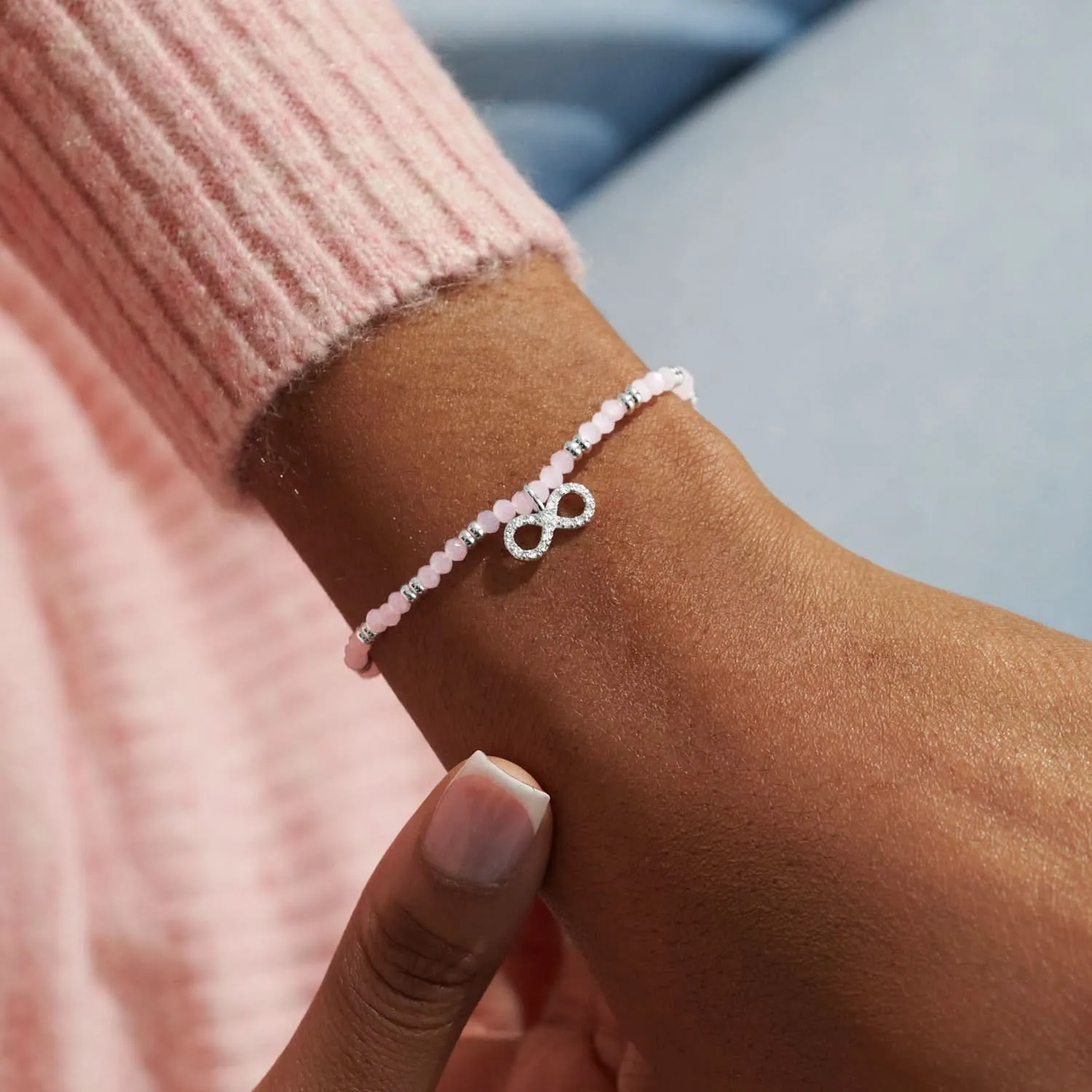 Boho Beads Infinity Pink Silver Plated Bracelet 7779 Joma Jewellery