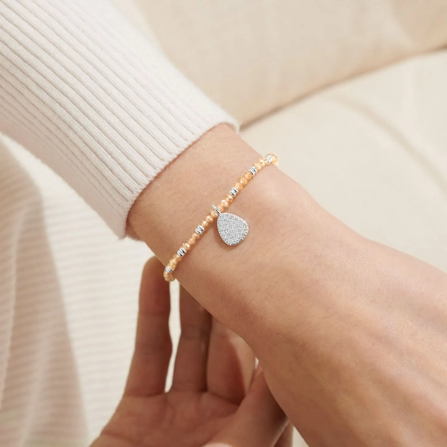 Boho Beads Pebble Champagne Silver Plated Bracelet 7771 Joma Jewellery