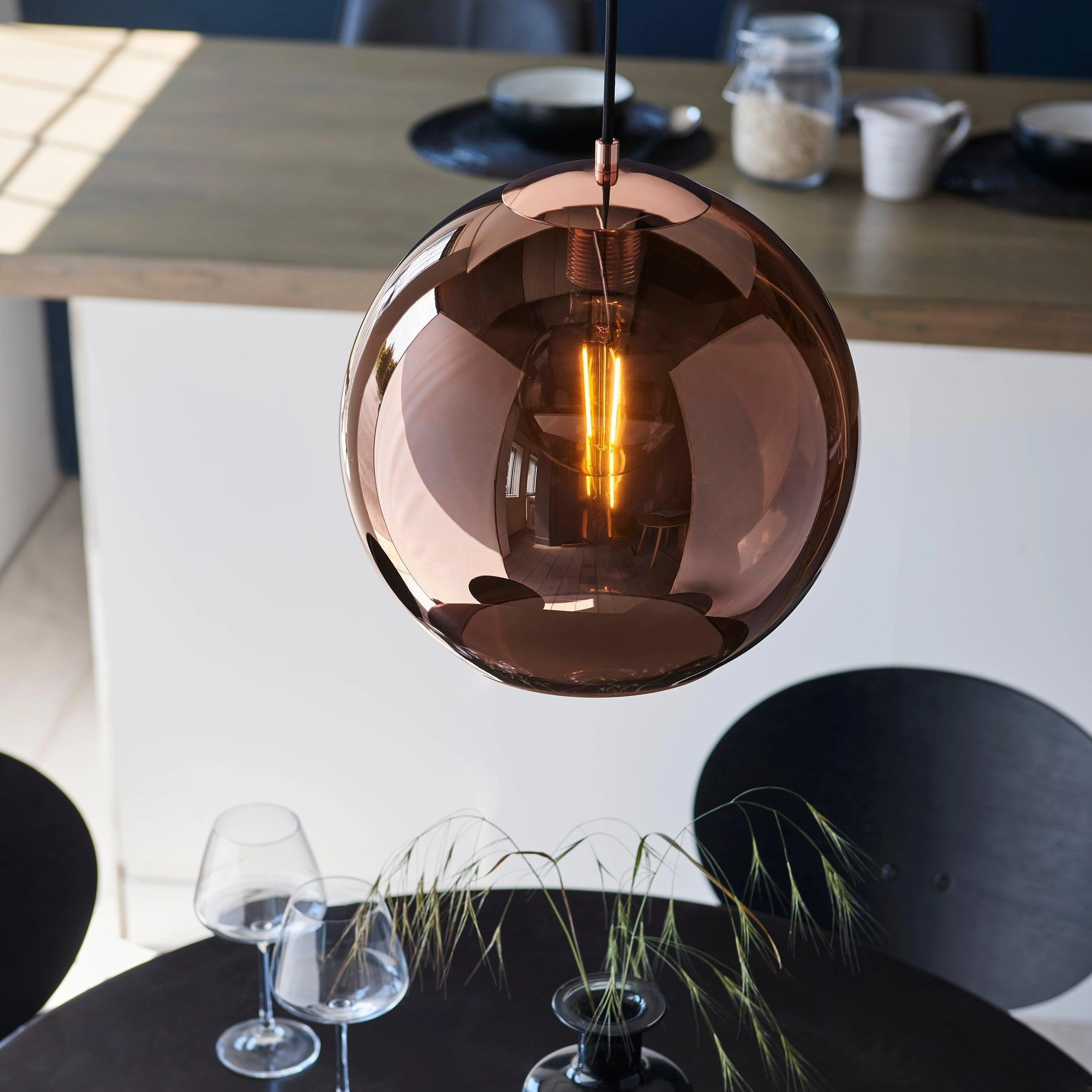 Boli Copper Mirrored Glass Ceiling Pendant