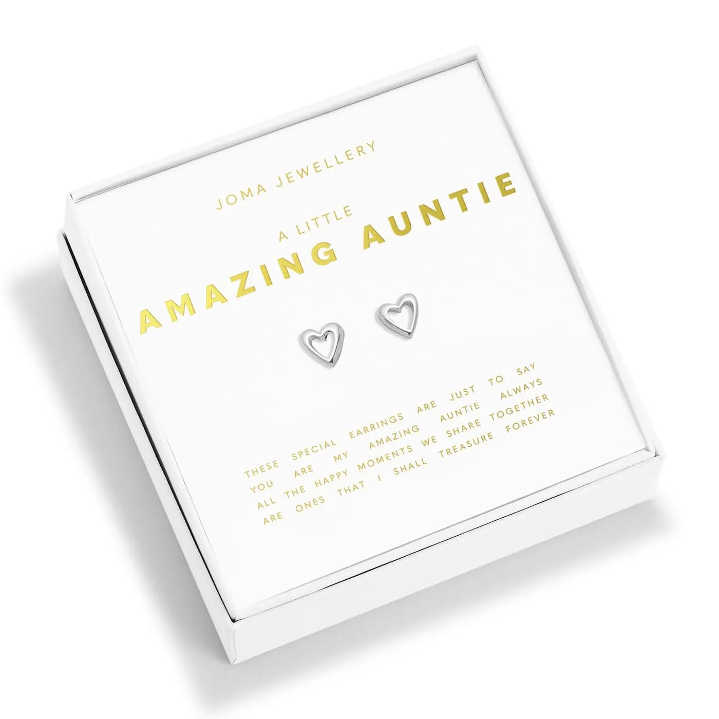 Boxed A Little Amazing Auntie Silver Plated Earrings 7655 Joma Jewellery