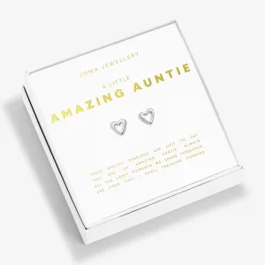 Boxed A Little Amazing Auntie Silver Plated Earrings 7655 Joma Jewellery