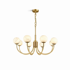 Brass Alabaster Round Chandelier flowerpot LED lamp