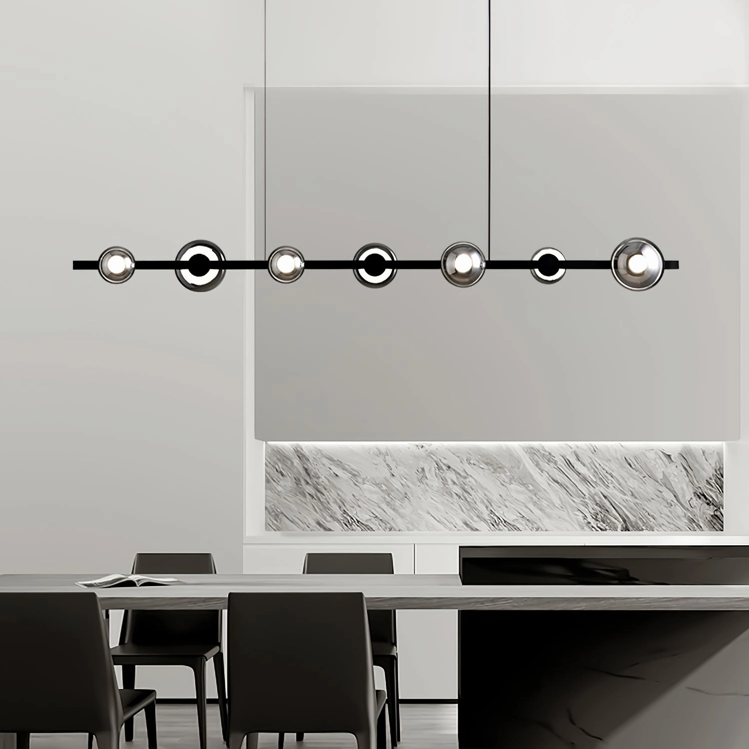 Brass Bar Glass Chandelier