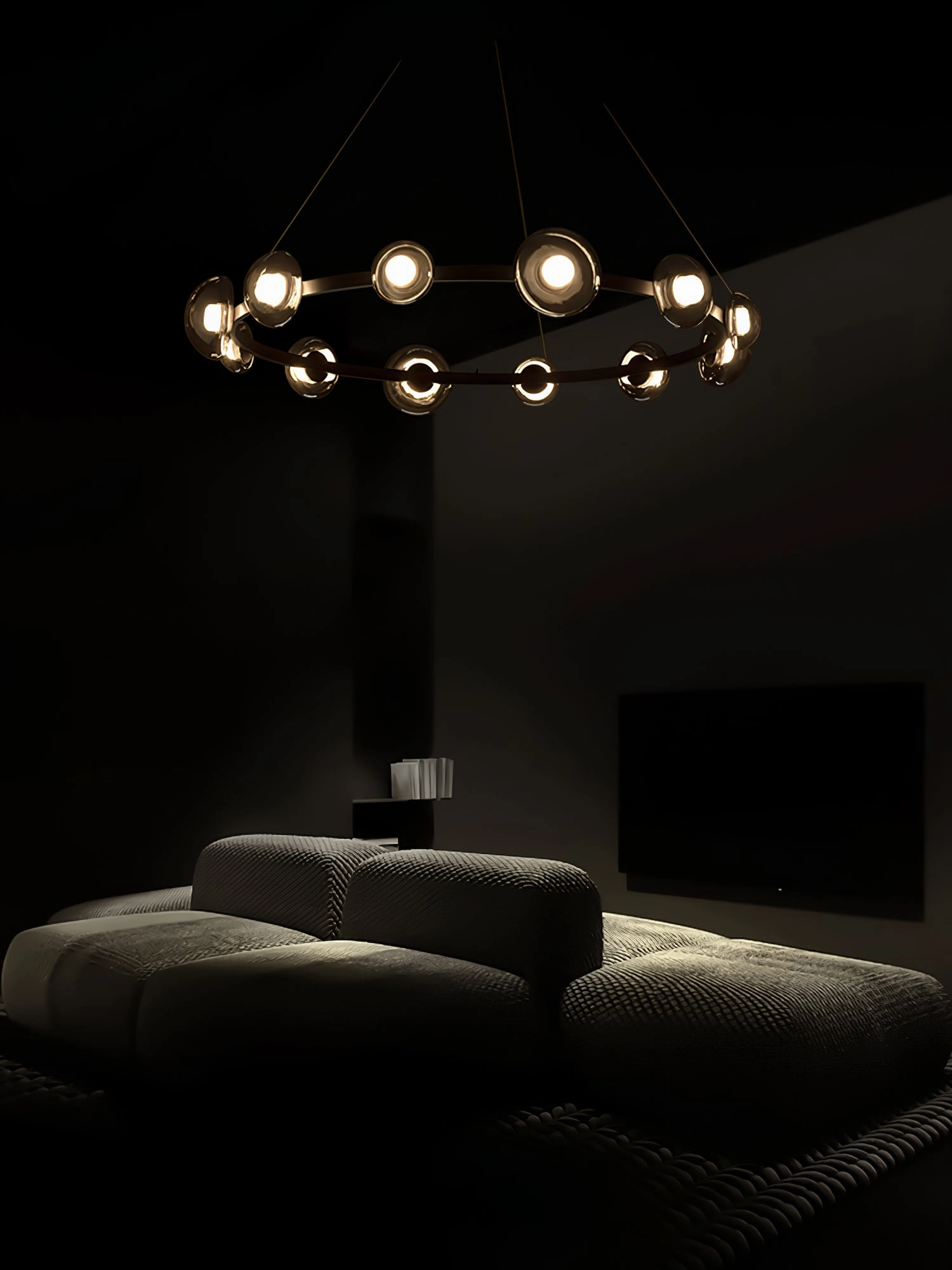 Brass Bar Glass Chandelier
