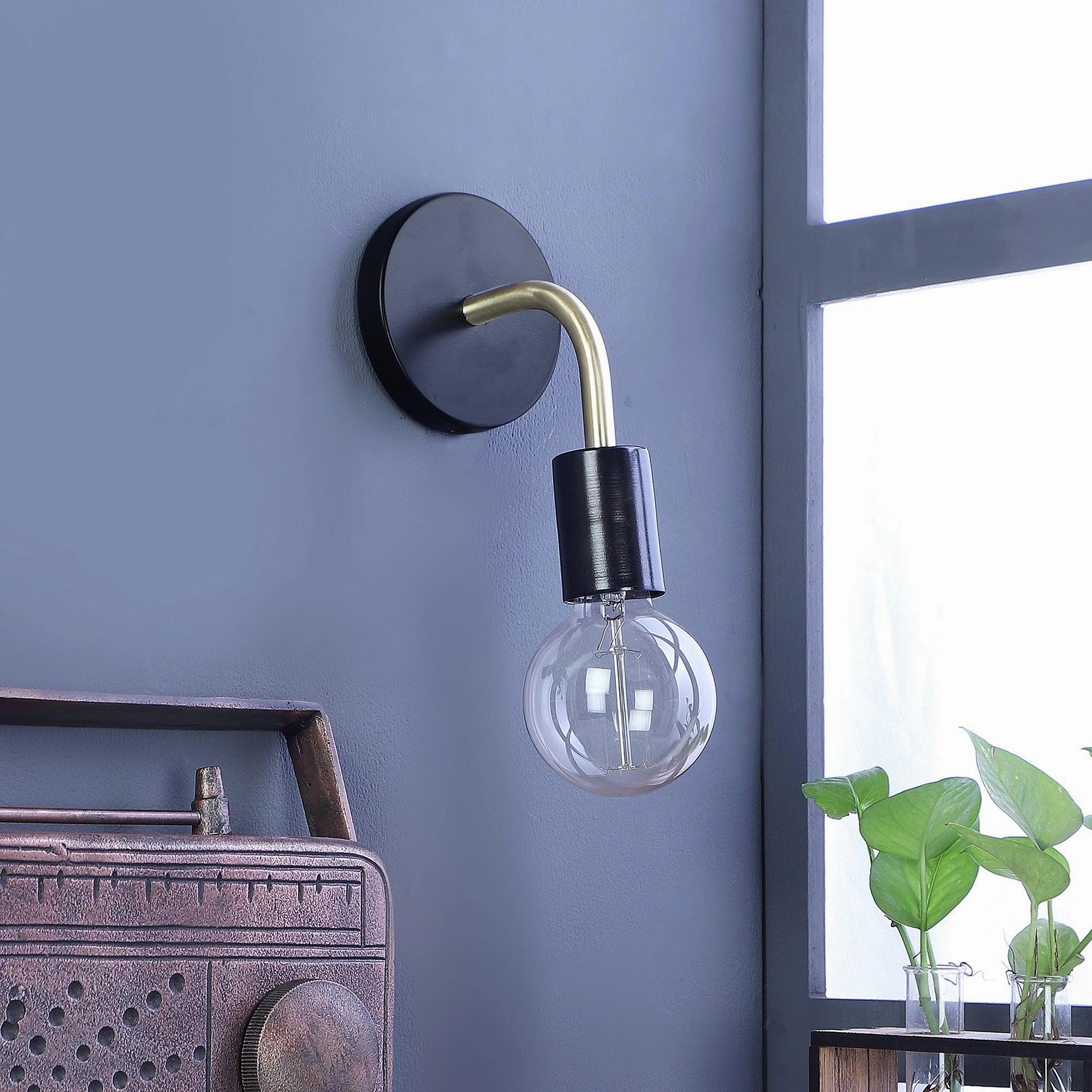 Brass Black Metal Wall Light by SS Lightings vintage desk lamp