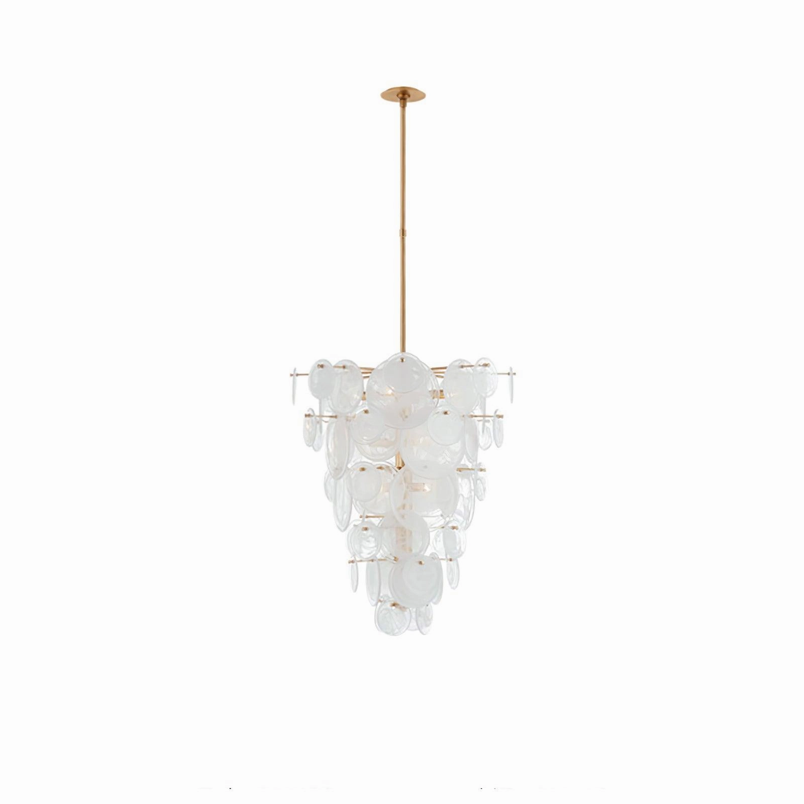 Brass Discs Cascading Chandelier