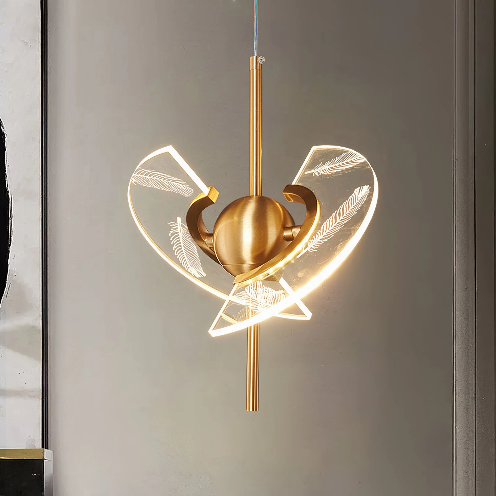 Brass Feather Pendant Lamp