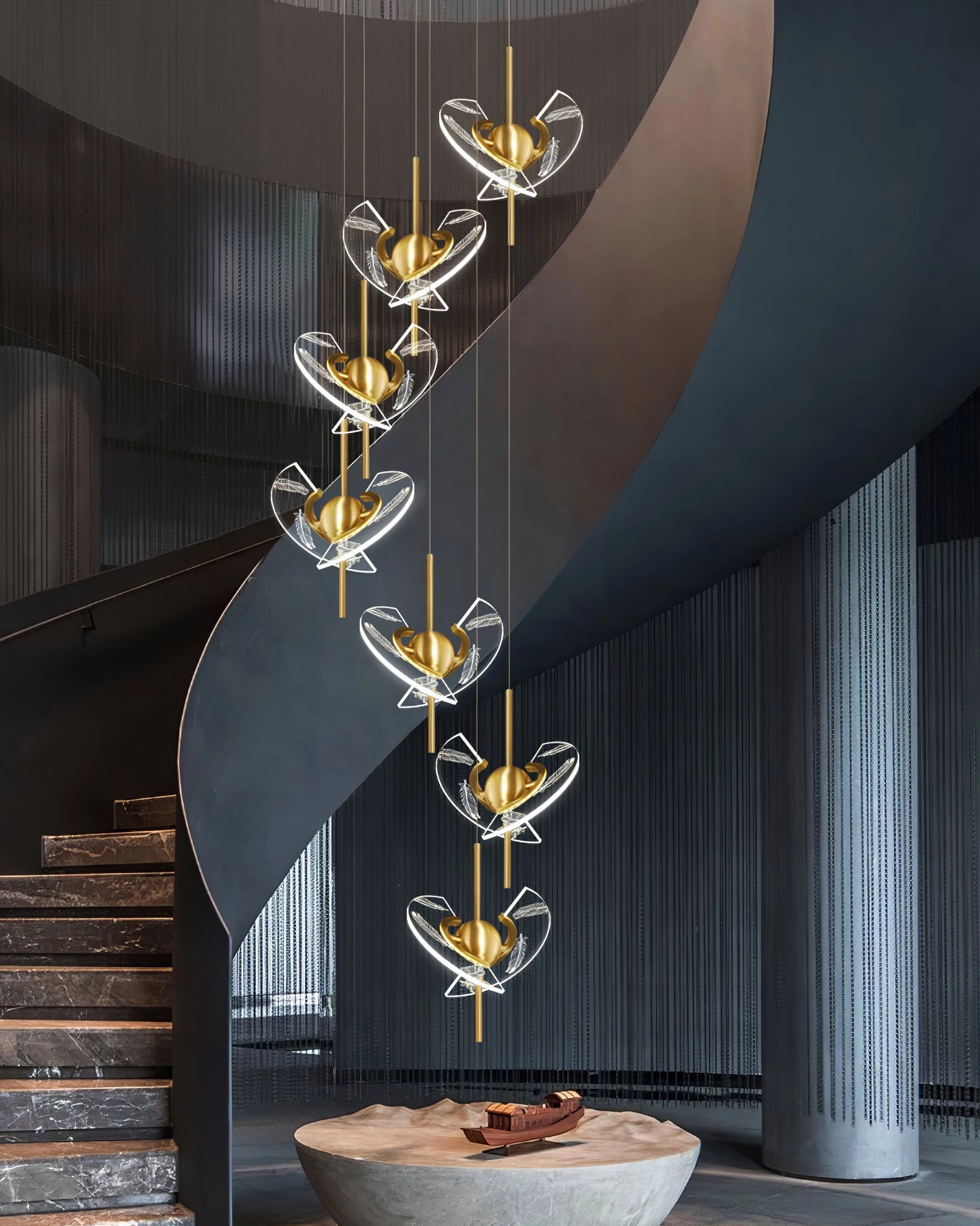 Brass Feather Pendant Lamp