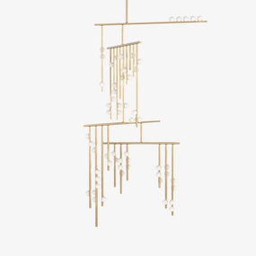 Brass Glass Drop Chandelier modern modeling table light