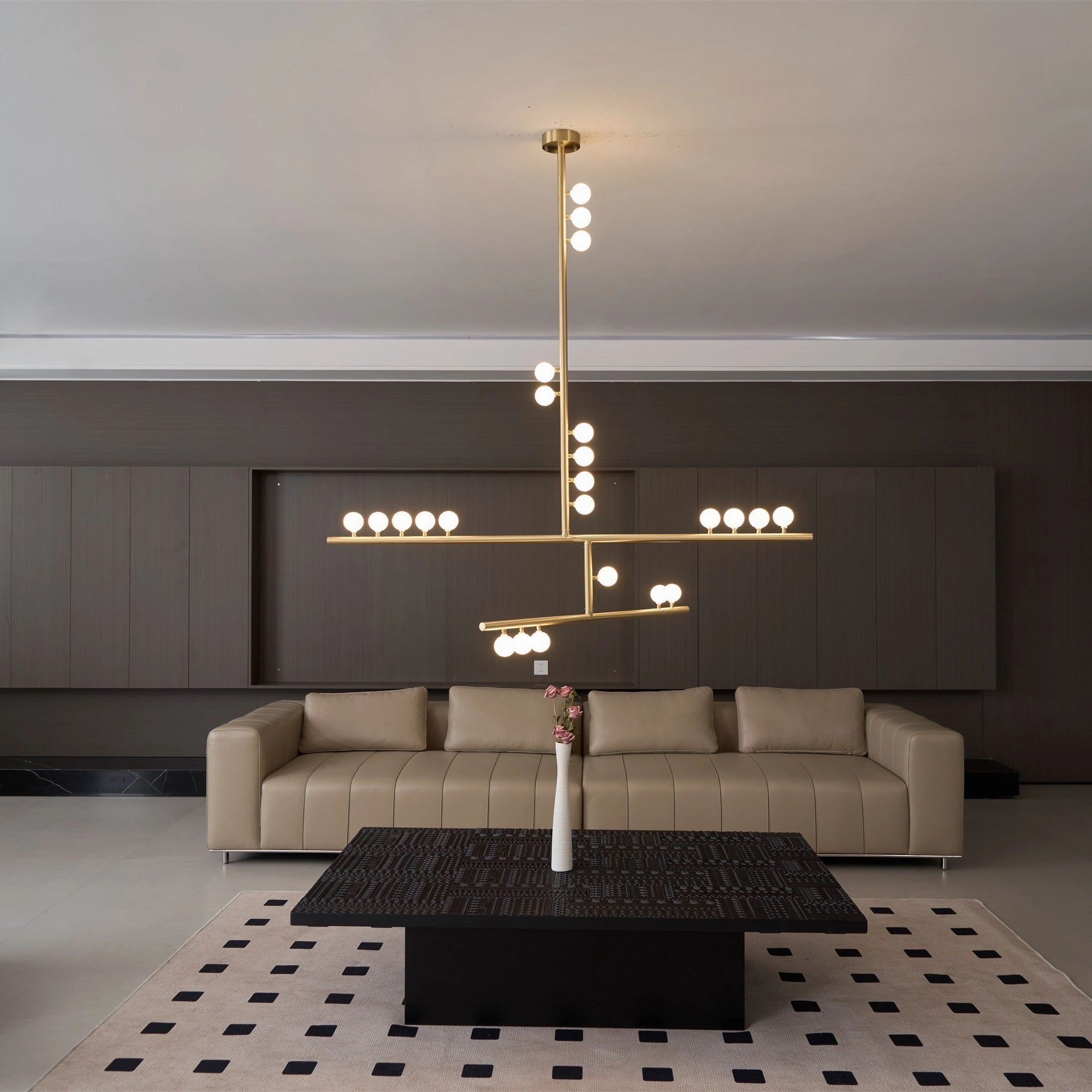 Brass Glass Drop Chandelier