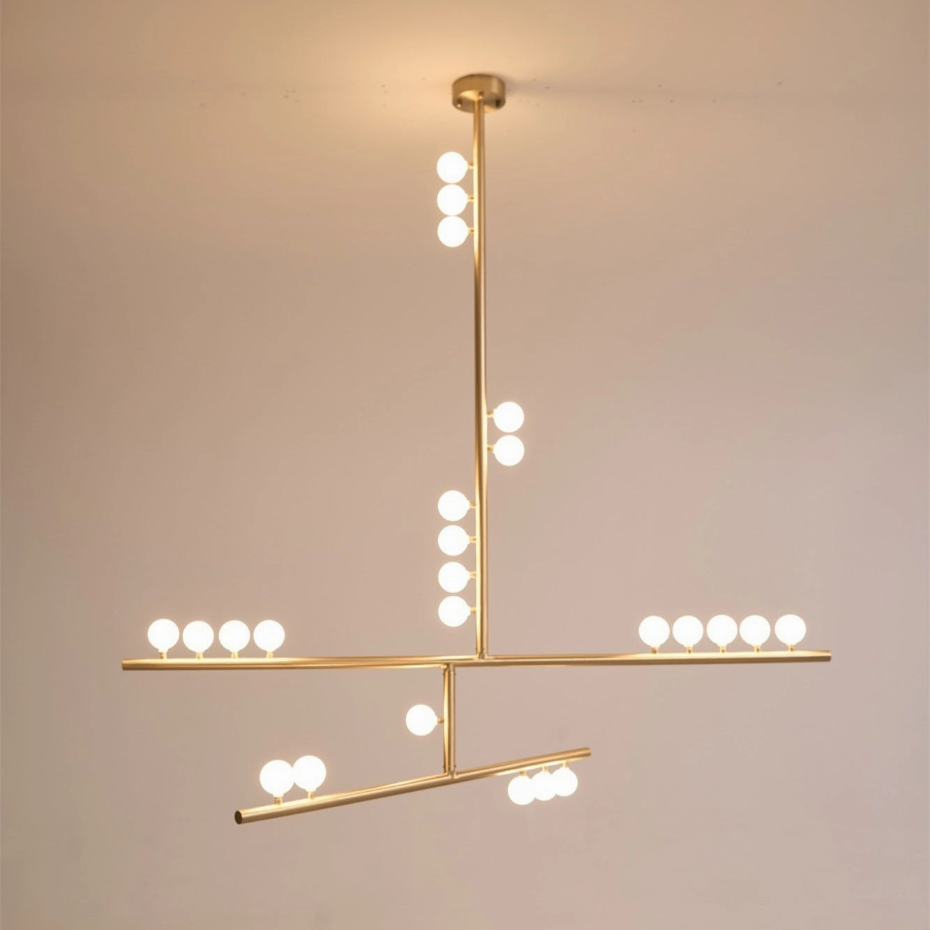 Brass Glass Drop Chandelier