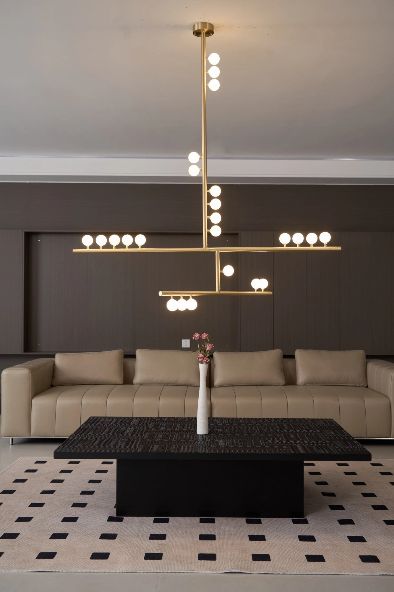 Brass Glass Drop Chandelier