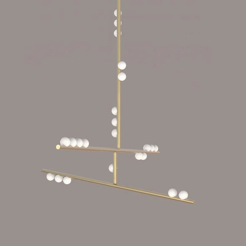 Brass Glass Drop Chandelier