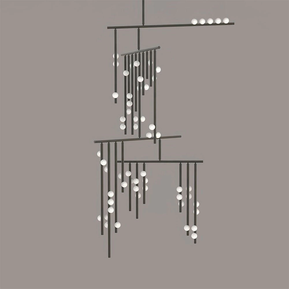 Brass Glass Drop Chandelier
