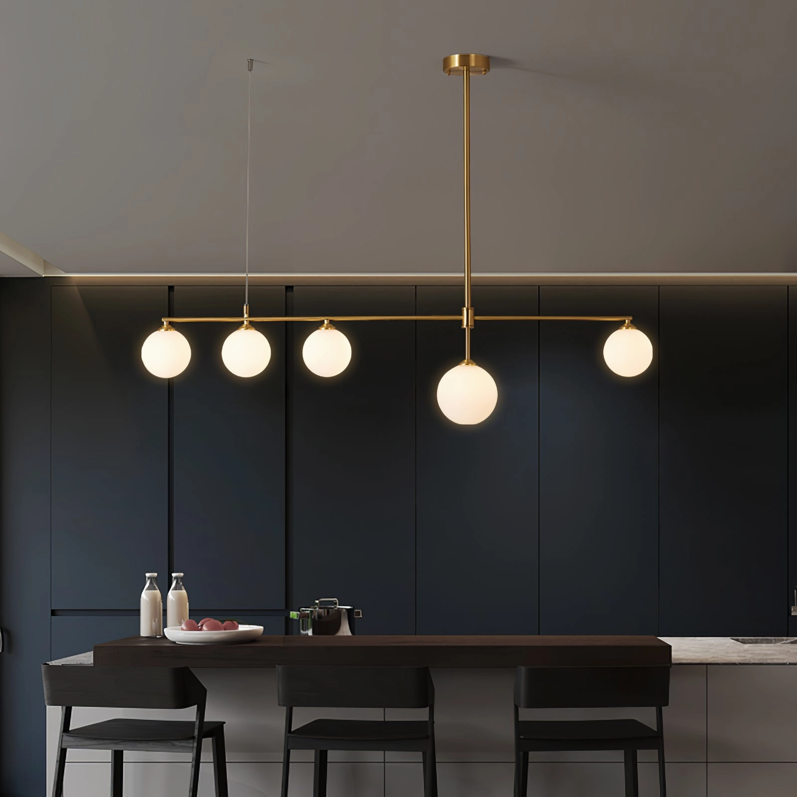 Brass Globe Chandelier