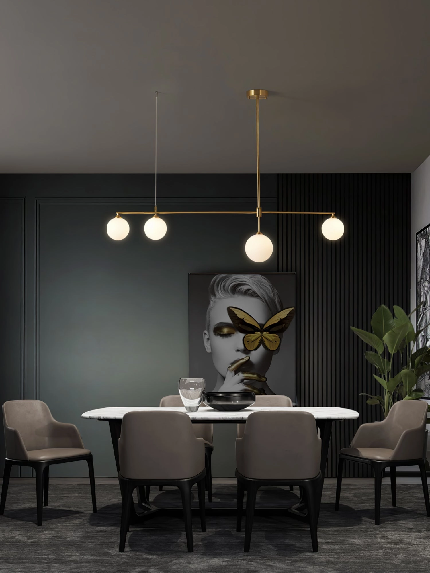 Brass Globe Chandelier