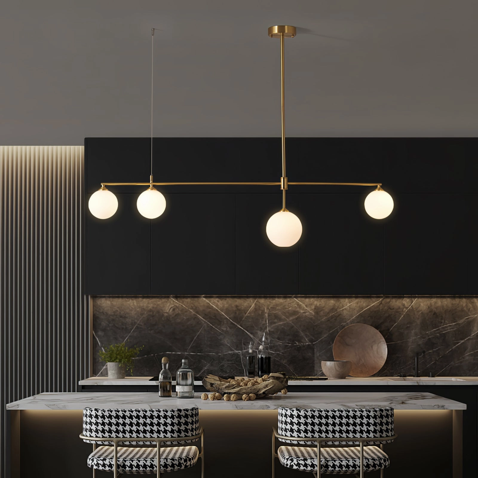 Brass Globe Chandelier