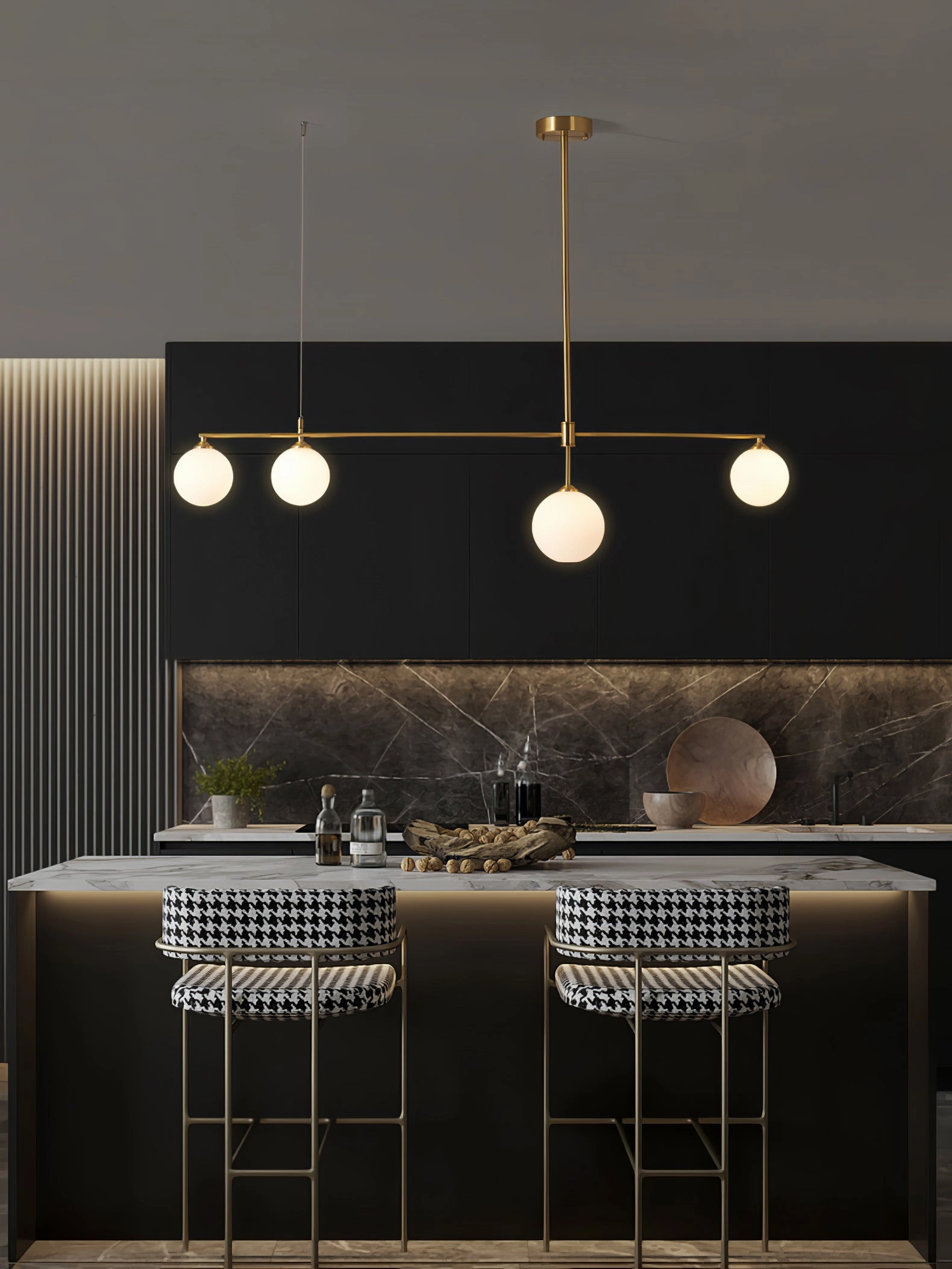 Brass Globe Chandelier