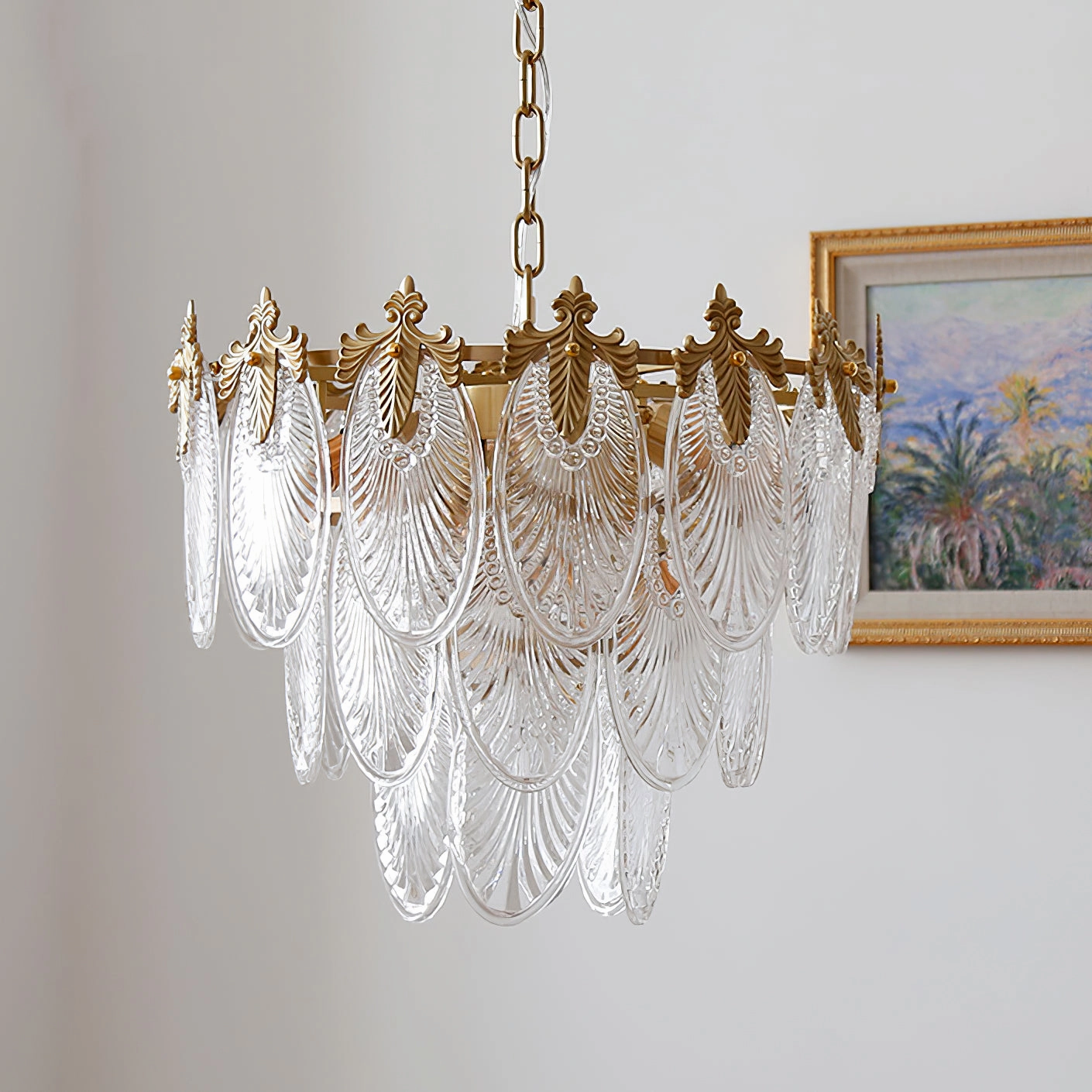 Brass Leaves Chandelier