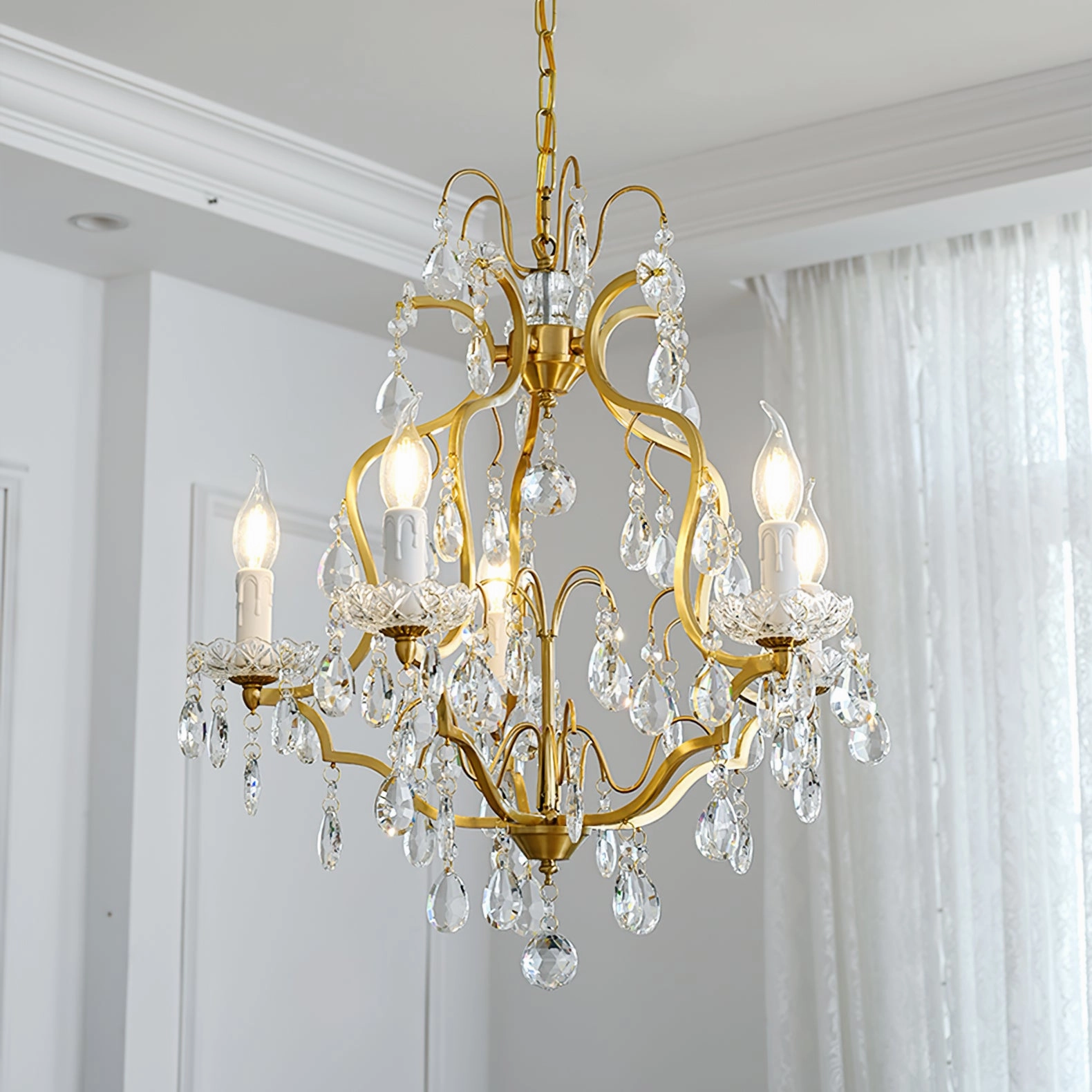 Brass Scrolls Chandelier
