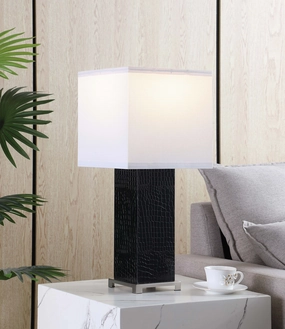 Bridle Square Shade Bedside Table Lamp Black mini decorative bulb