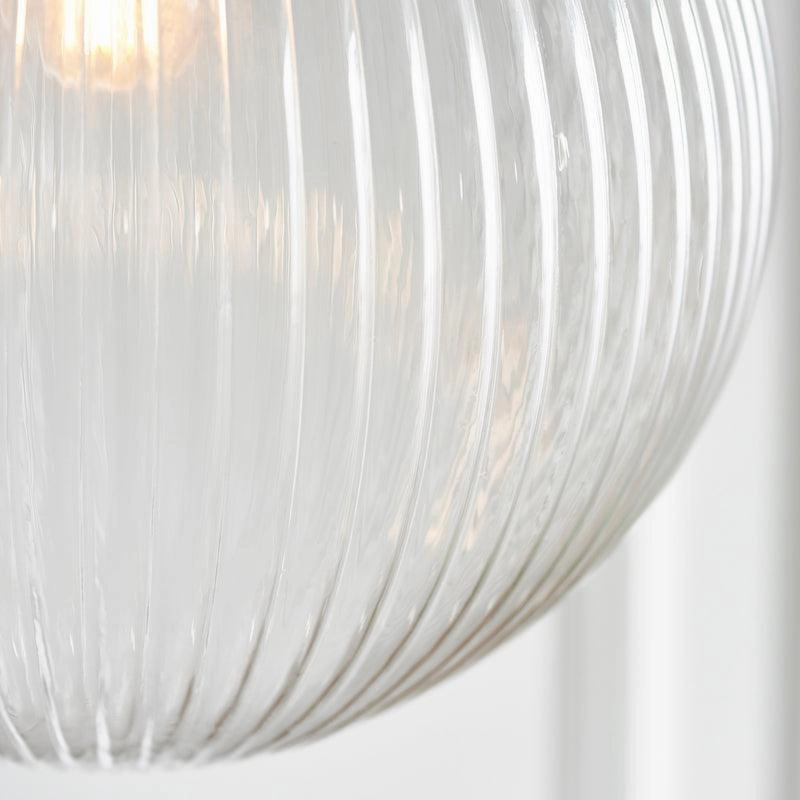 Brydon 1 Light Clear Ribbed Glass & Brass Pendant - 35cm