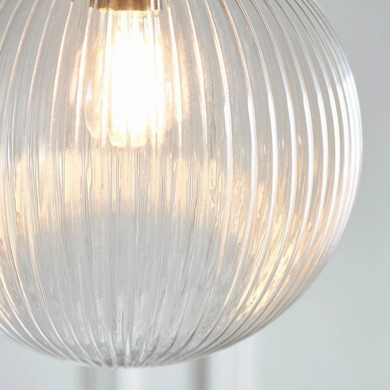 Brydon 1 Light Pendant Ribbed Glass & Antique Brass - 25cm