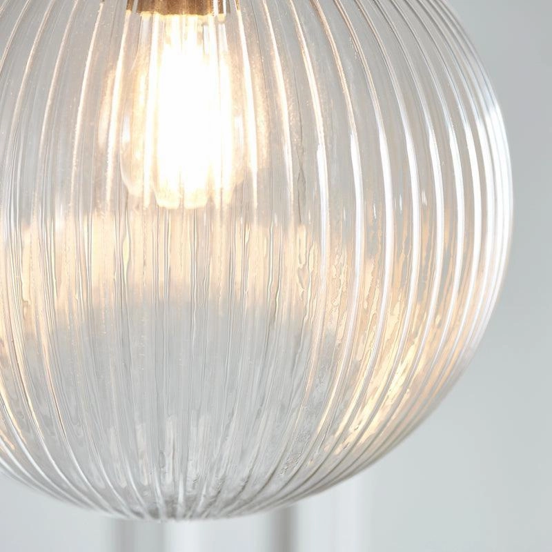 Brydon 1 Light Pendant Ribbed Glass & Antique Brass - 25cm